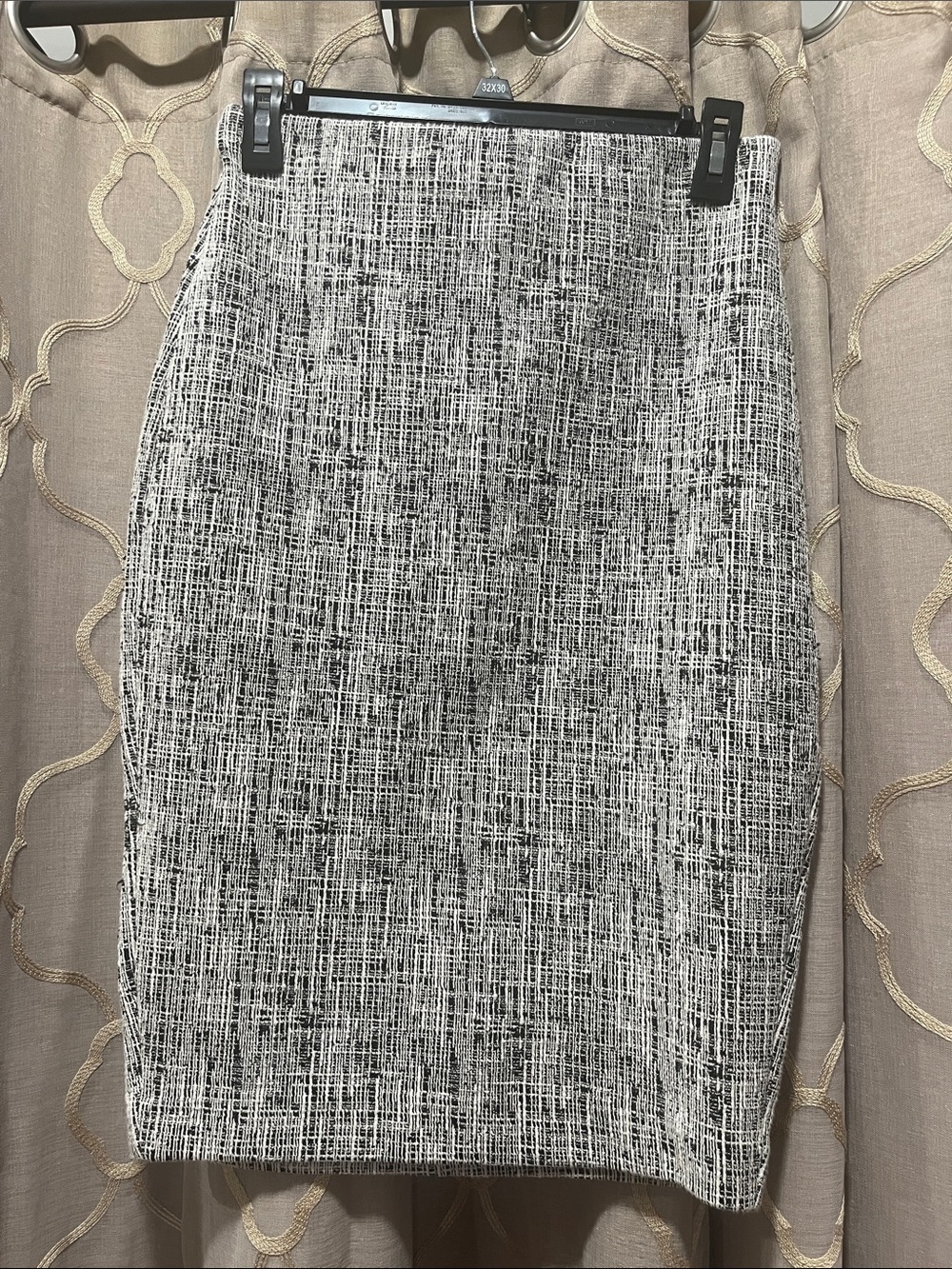 Express Black and White Crosshatch Pencil Skirt